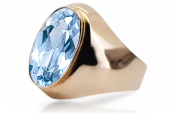 Vintage Ring Unikátny Aquamarine Originálny vinobranie 14K Produkt s Pink Gold VRC077R